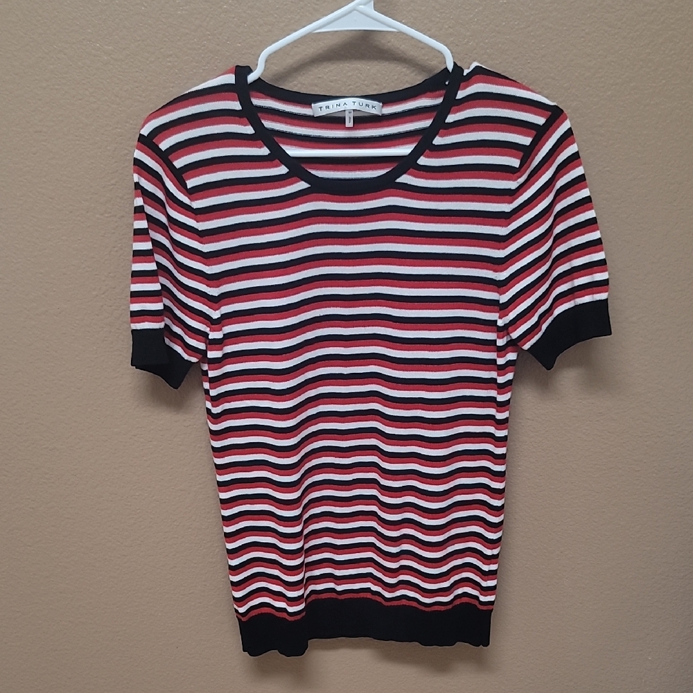 Trina Turk Red and White Striped Sweater ❤️🤍🖤